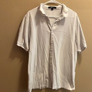 Fashion Nova Men's White Short-Sleeve Button-Down Polo